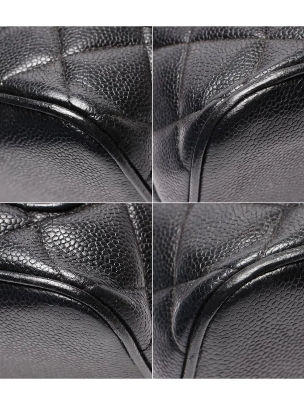Chanel Tote Bag Silver Caviar Leather Quilted Reissue